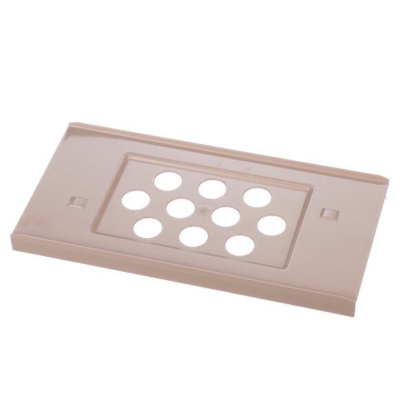 A light brown plastic Duke vented lid with holes.