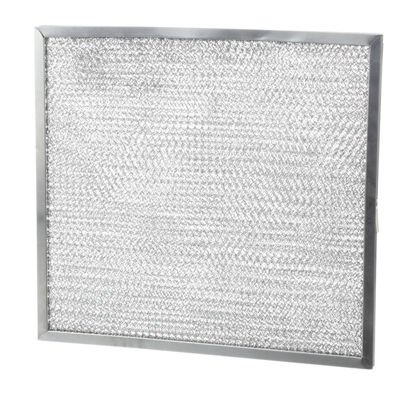 A stainless steel air filter with a metal grid.