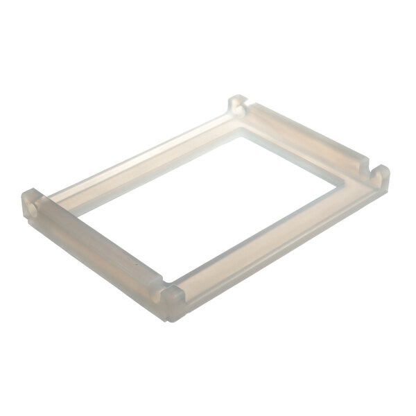 A clear plastic frame with a white border.