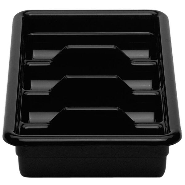 Cambro 1120CBR110 Regal Cambox Black 4-Compartment Plastic Cutlery Box