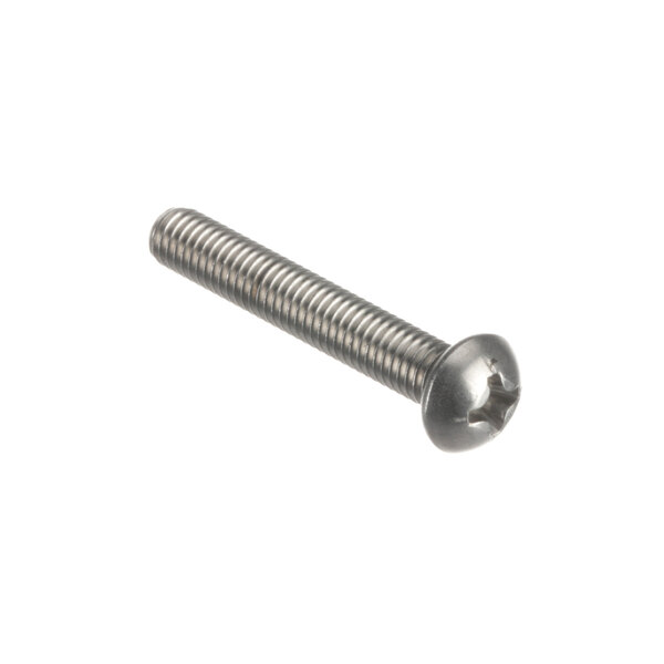 A close-up of a Henny Penny stainless steel screw.