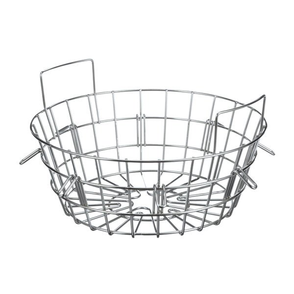 A metal Grindmaster-Cecilware brew basket with a handle.