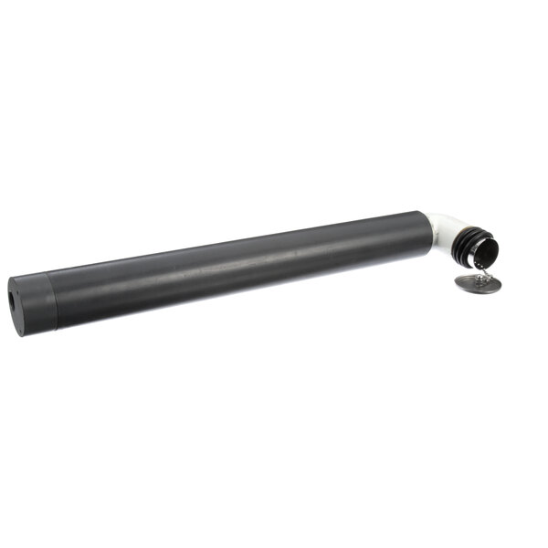 A black cylindrical pipe with a white handle.