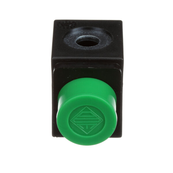 A green button with a black square on top reading 'Franke'