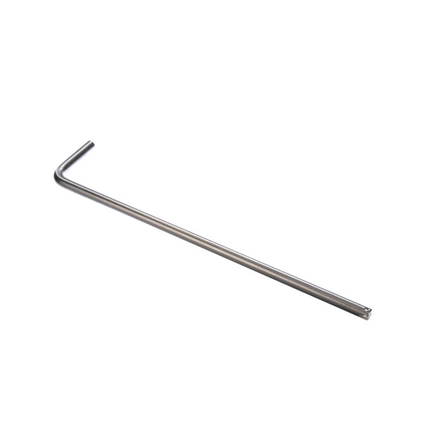 A silver metal rod with a handle on a white background.