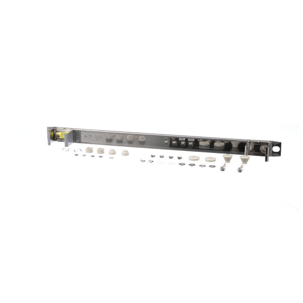 A metal bar with several different types of connectors.