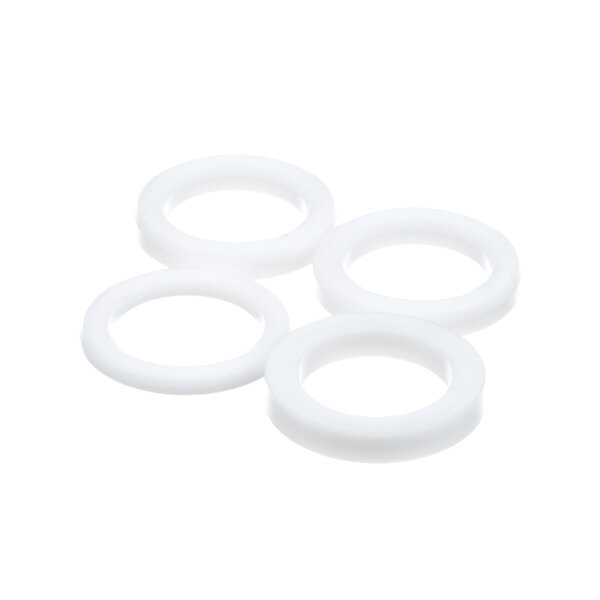 A group of white circle shaped packing rings.