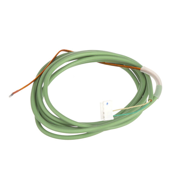 A green wire with a white connector.