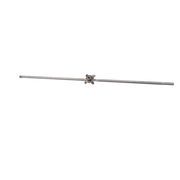 A metal bar with a long handle and a nut on the end.