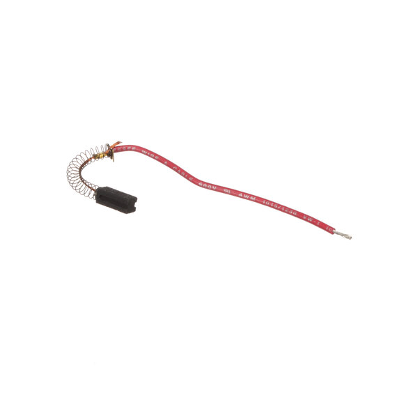 A red and black wire with a black end.