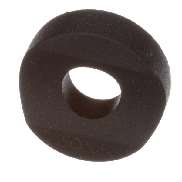 A black rubber gasket with a hole in it.