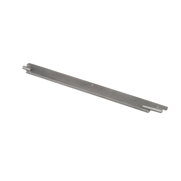 A stainless steel rectangular scrapper with two metal rods.