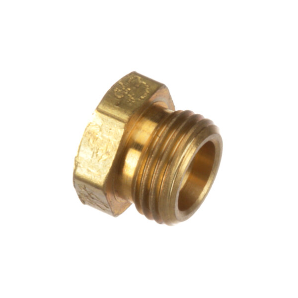 A close-up of a brass threaded male connector for a Cleveland 109323 orifice.