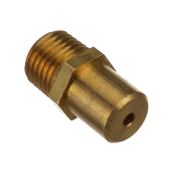 A close-up of a brass threaded nozzle for a Cleveland vertical gnerator.