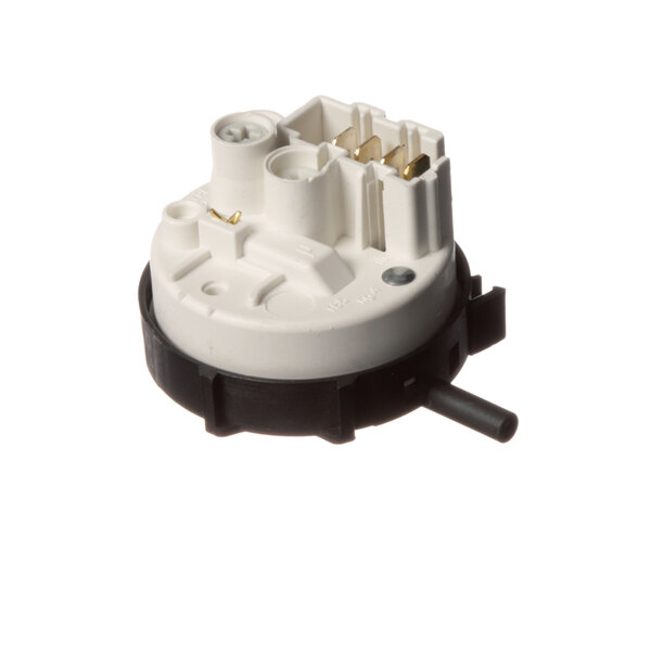 A close-up of a white and black Electrolux Professional pressure switch with a white plug.