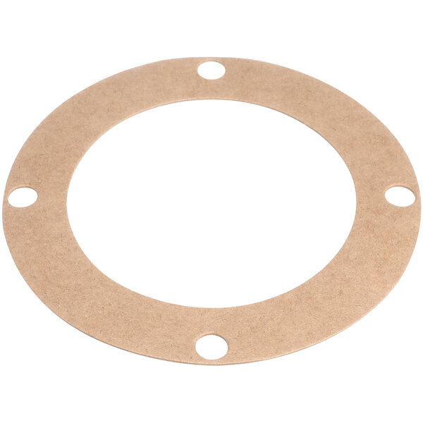 A brown circular gasket with holes.