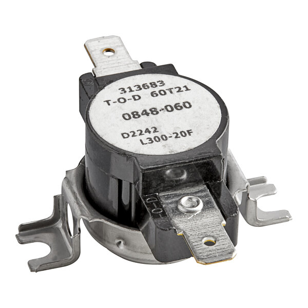A black and white Cres Cor Hi Limit switch.