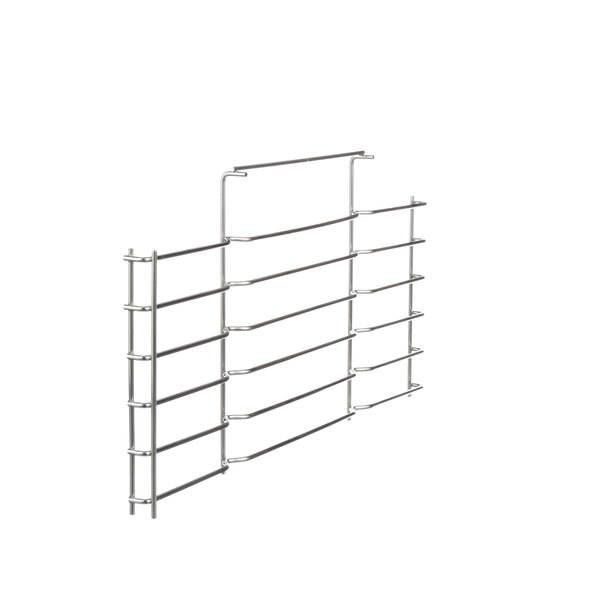 A metal rack with several metal bars.