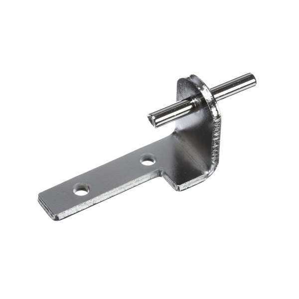 A Beverage-Air door hinge center with a metal piece and a metal rod.