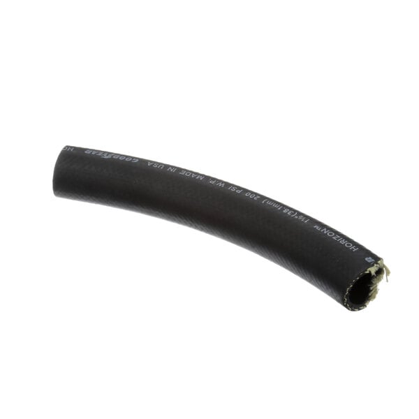 A black flexible Cleveland hose with white text.