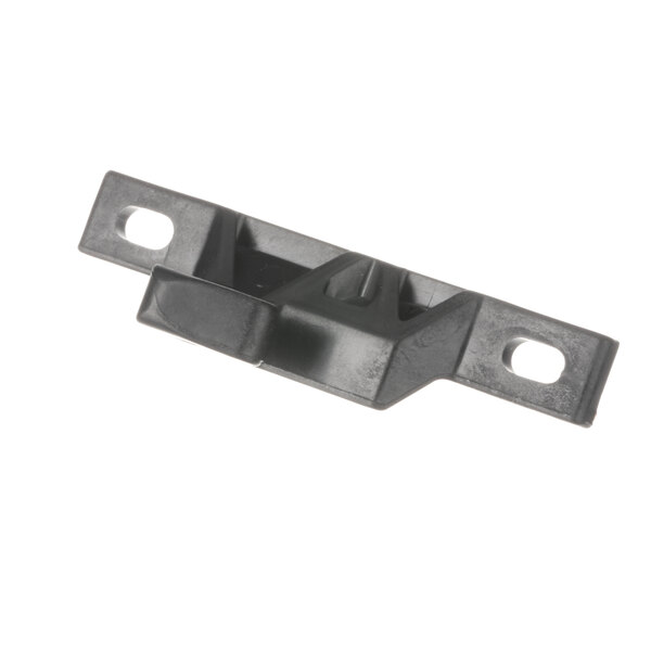 A black plastic Bunn cabinet latch with two holes.
