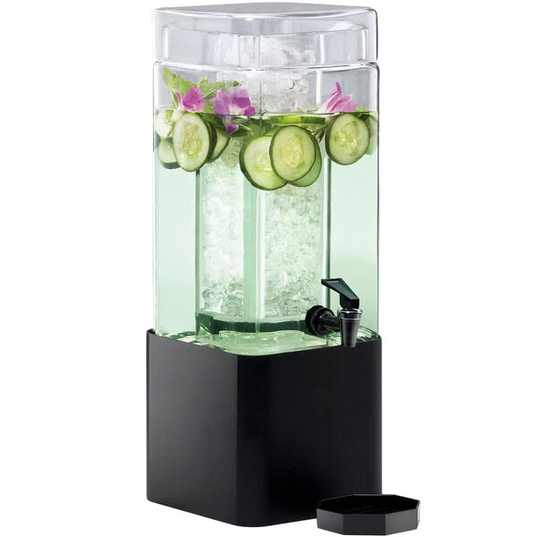 CalMil 1112113 Mission 1.5 Gallon Square Glass Beverage Dispenser