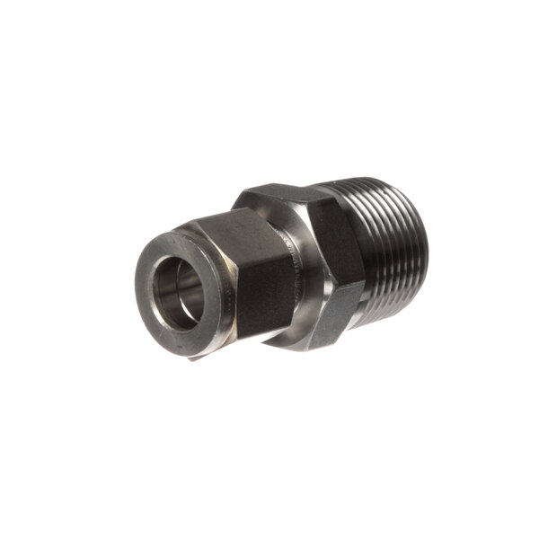A stainless steel Blodgett 55348 reducer threaded male fitting.