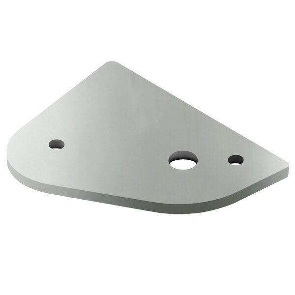A white triangular metal foot pad with holes.
