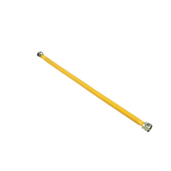 A long yellow flexible tube with metal fittings.
