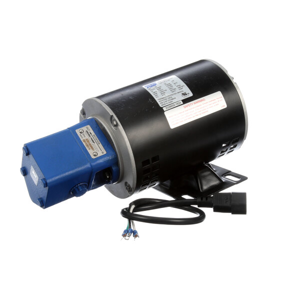 A blue and black Pitco pump and motor assembly.