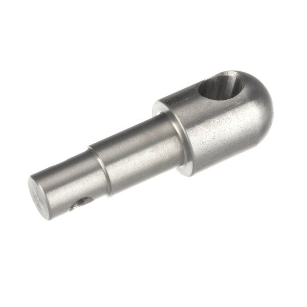 A stainless steel Hobart handle/bowl pin with a threaded pipe and nut.