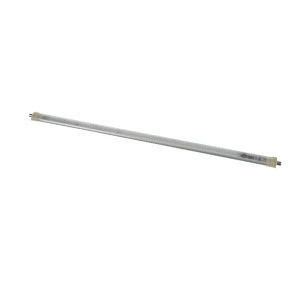 A long white LED tube with a white background.