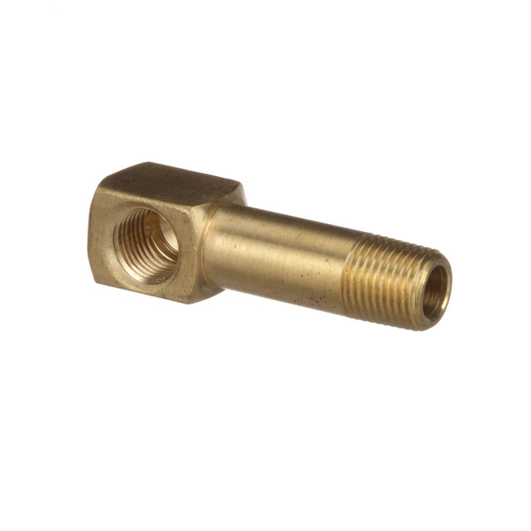 A close-up of a brass Accutemp elbow nut with a square hole.