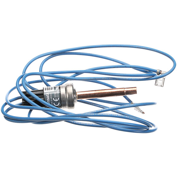 A blue wire with a metal tube and a metal connector on a Kolpak Switch Low Pressure OP 20/8 Sensa.