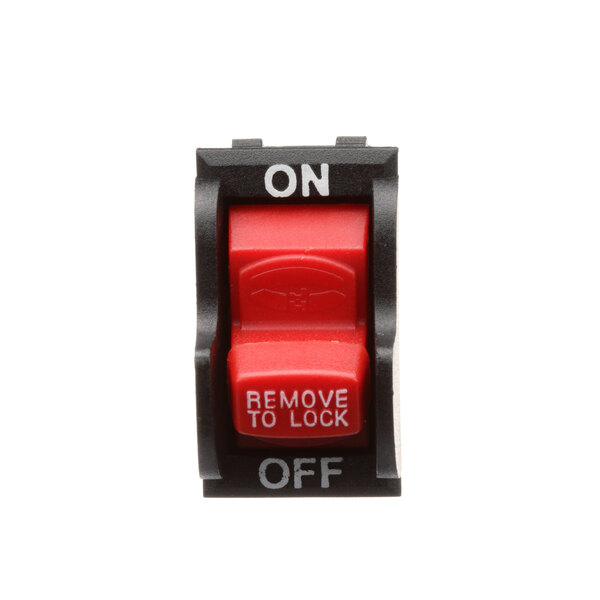 A red and black Univex On/Off switch with a red remove button.