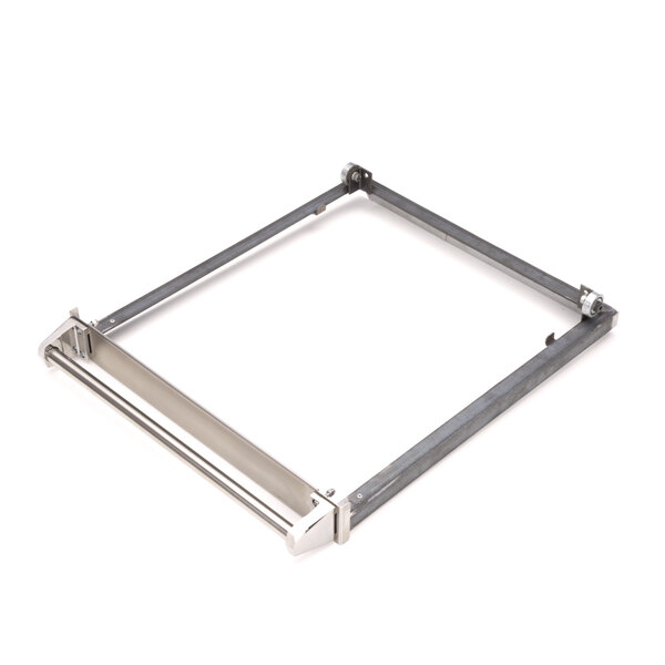 A vertical metal frame with metal rods and a handle.