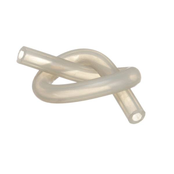 A pair of white plastic tubes with two ends, one knotted.