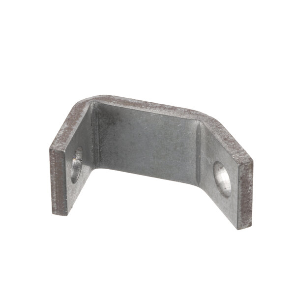 A metal Vulcan spring bracket with two holes on a corner.