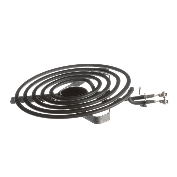 A black metal coil heating element for a Garland range.