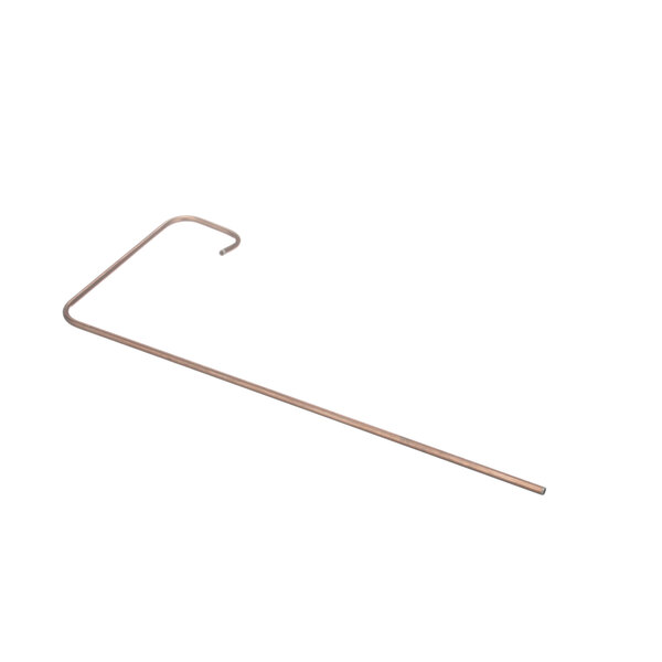 A long metal rod with a hook on one end on a white background.
