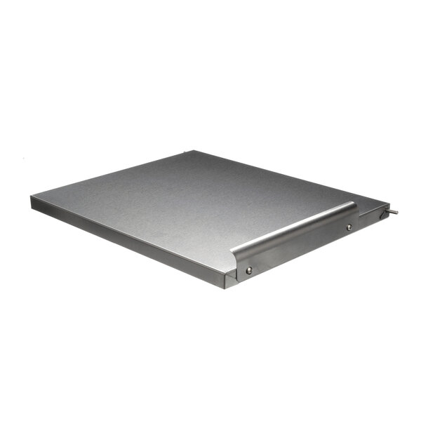 A silver metal Frymaster D50 Euro door assembly tray with a handle.