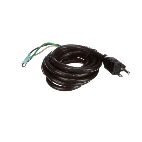 A black cable with a black wire, green wire, and white wire.