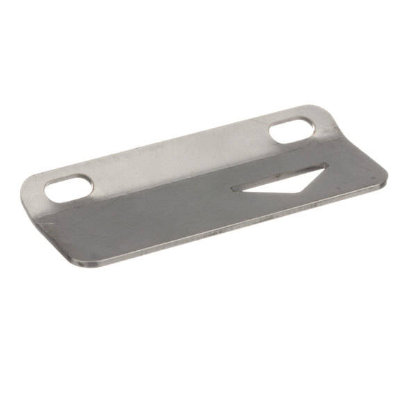 A stainless steel Marshall Air stripper hanger bracket with two holes.