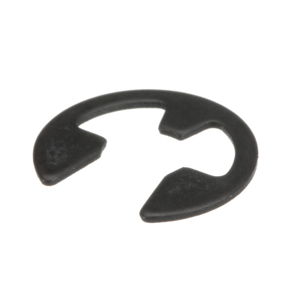 A black plastic Vulcan retaining ring with a hole in it.