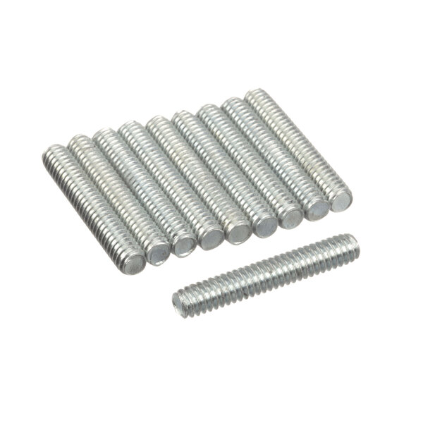 A group of silver Antunes screws in a row.