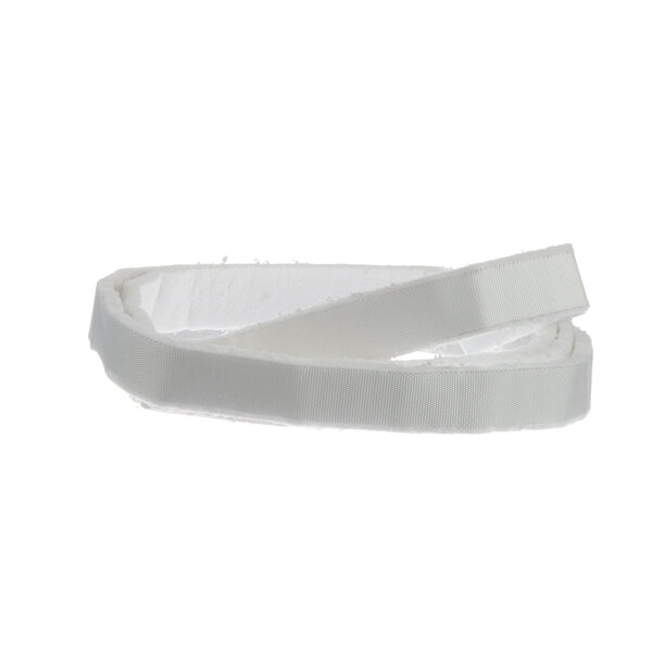 A white strap with white plastic ends.