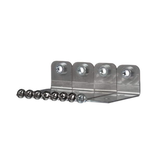 A white metal Blodgett baffle support bracket with four hooks and nuts.