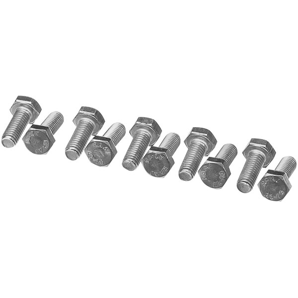 A row of Rational hex screws with a hexagon head.