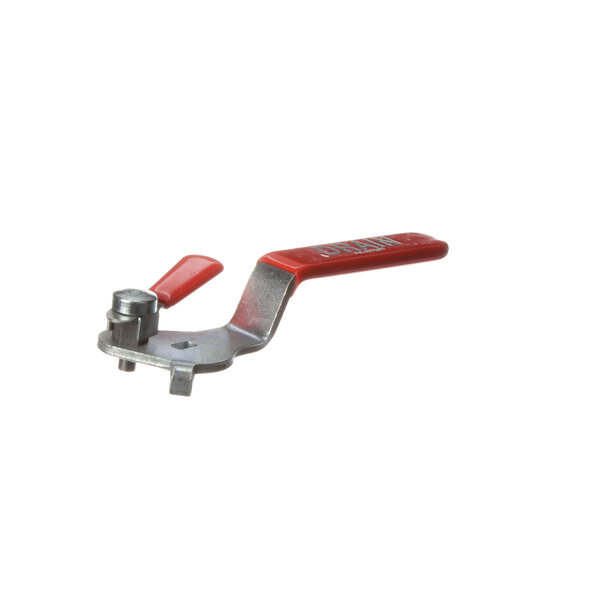 A red Frymaster drain valve handle with lock pin.