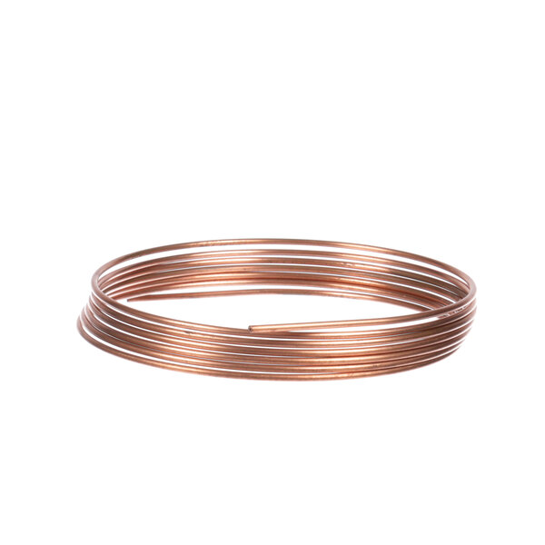 A close-up of a Silver King capillary tube with a copper wire coil.